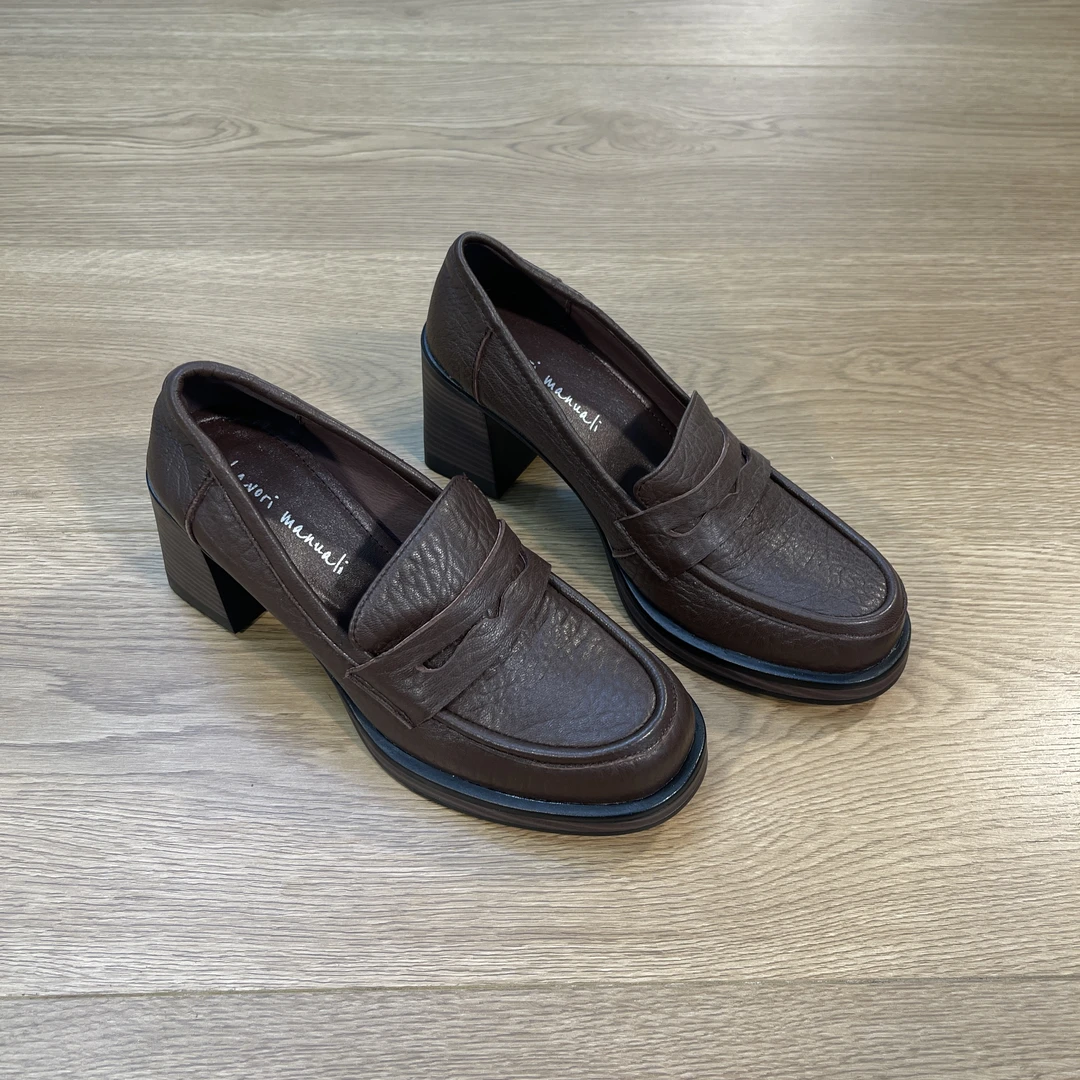 2025新款百搭气质款高跟通勤简约舒适单鞋一脚蹬舒适单鞋乐福鞋女