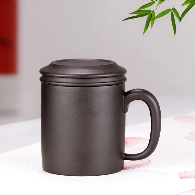 紫砂杯宜兴原矿手工内胆盖杯石黄上等正宗男士专用办公喝水茶杯子