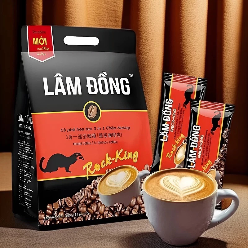 LAMDONG越南原装特浓猫屎风味速溶咖啡口感丝滑浓郁美女飞鱼