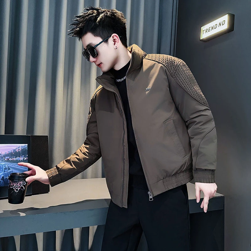 棉服男款冬季2025新款麦穗拼接棉袄子男生衣服高级感休闲棉衣外套