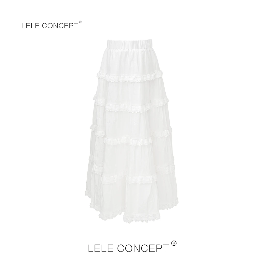 LELE CONCEPT丨时尚百搭拼接菲边半身裙Q0498