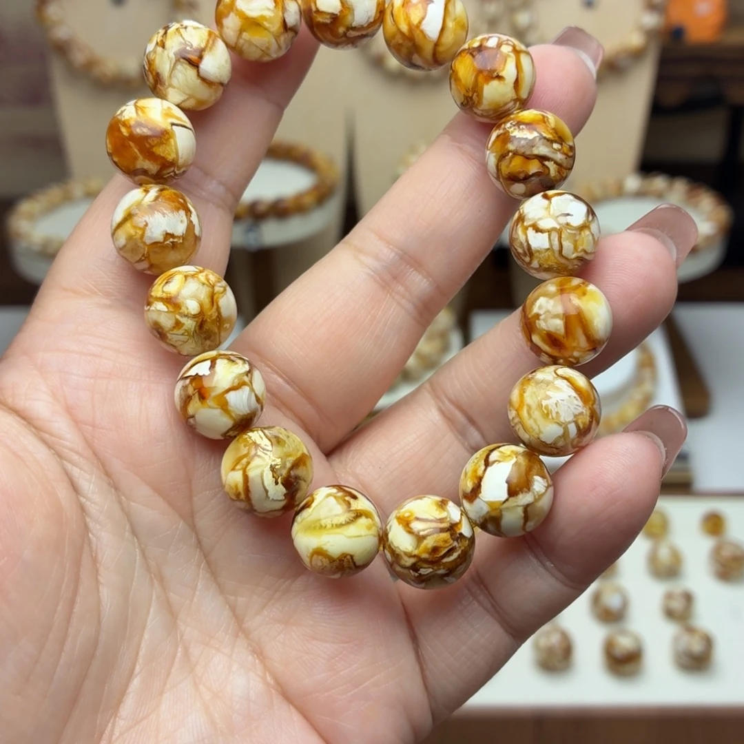 青***天12mm沁色圆珠手串一条