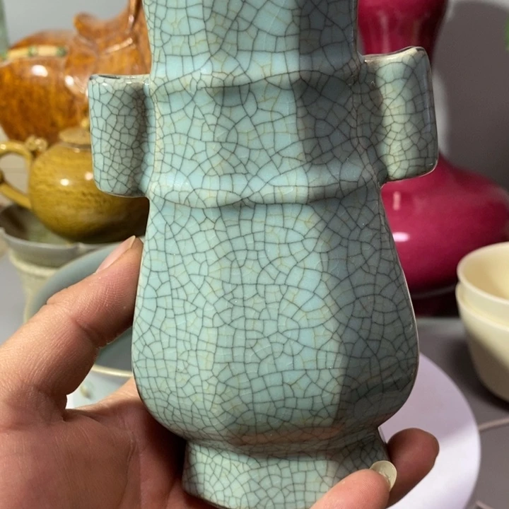 软陶哥瓷双耳罐瓶