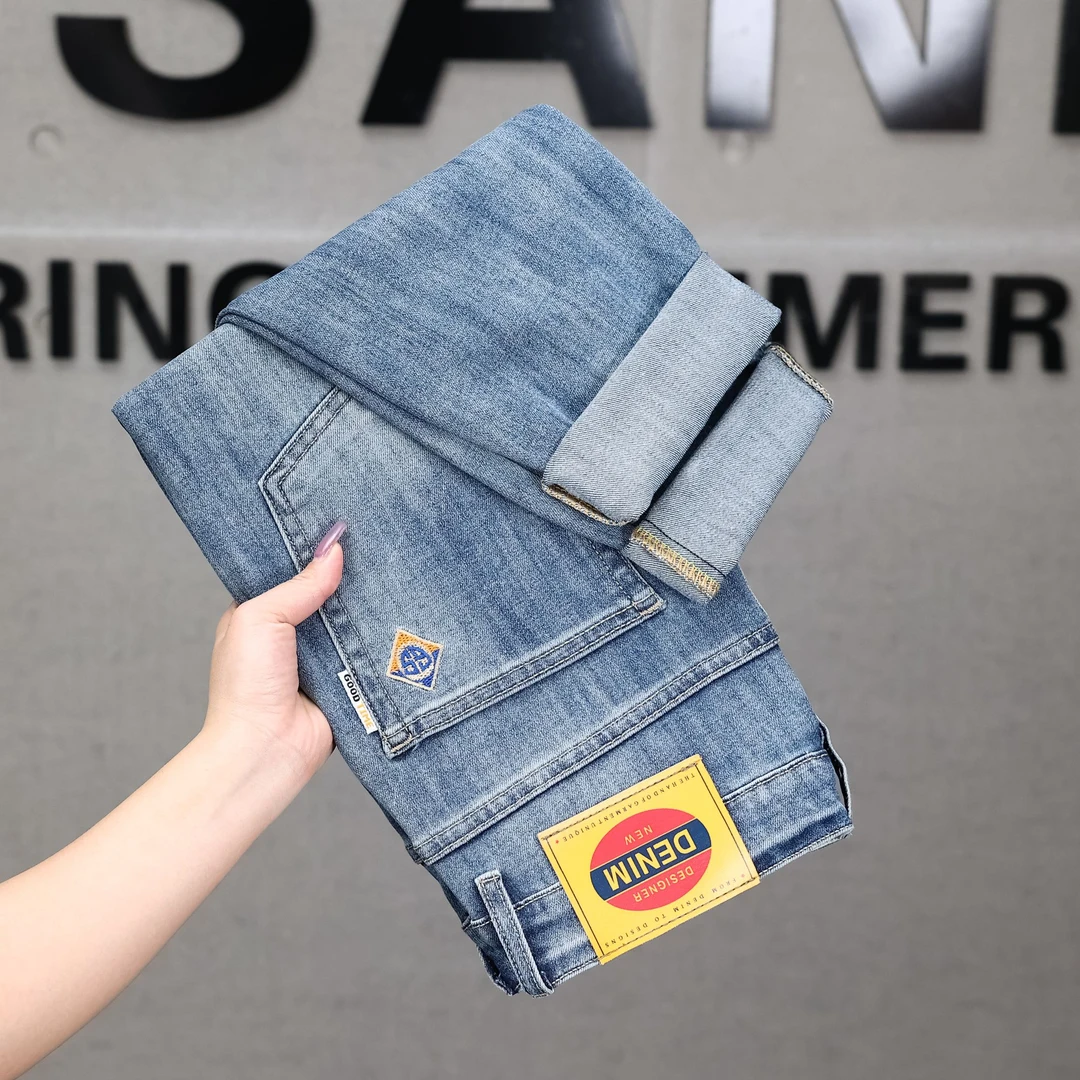 2025夏季薄款男士牛仔裤百搭修身小直筒长裤潮品透气弹力男士裤子