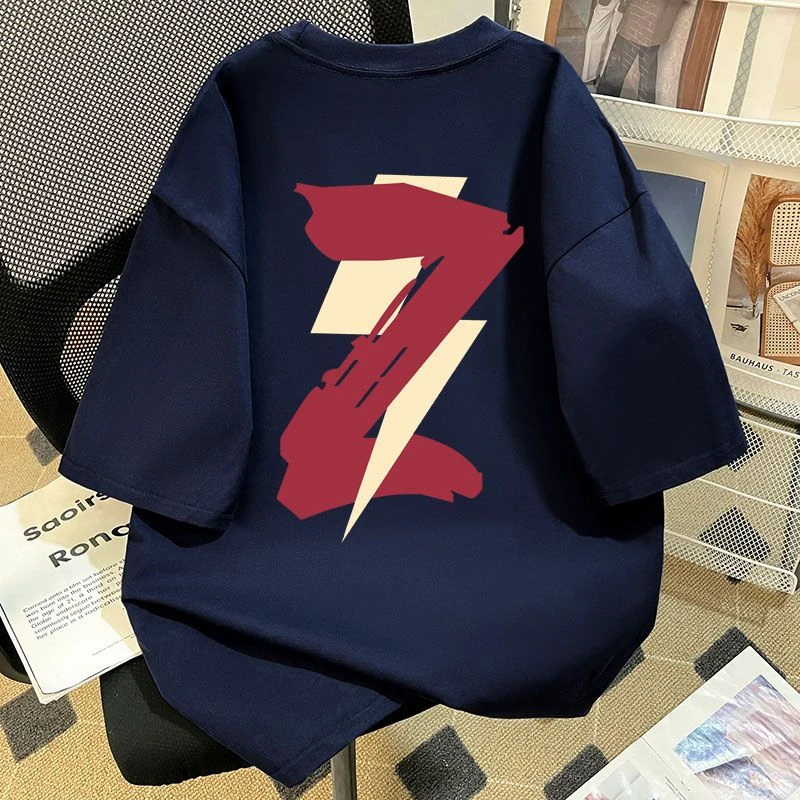 100%纯棉300克重磅高街复古美式印花短袖上衣夏季休闲ins百搭T恤