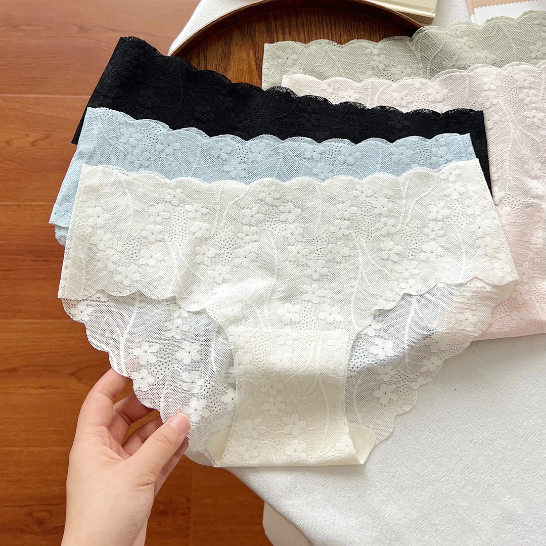 A类蕾丝无痕内裤女款2025新款网红爆款性感轻奢女士三角短裤抗菌