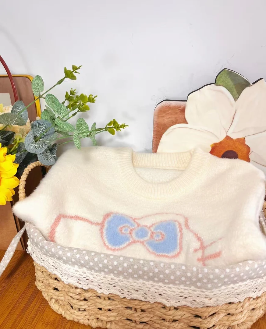 D648‘糯叽叽’女童L·H·NIAO2025秋冬新款韩版时尚洋气KT猫百搭毛衣