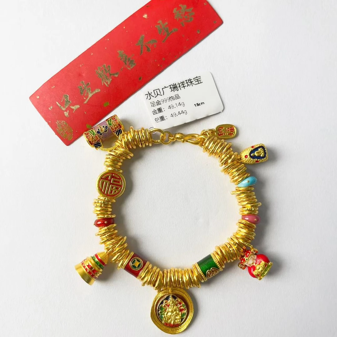 足金999 投资金卡6盘缠 49.14g 总长15cm q u