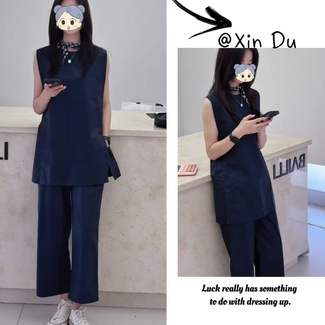 2025夏季新款时尚显瘦气质女士网红洋气两件套百搭款D21683