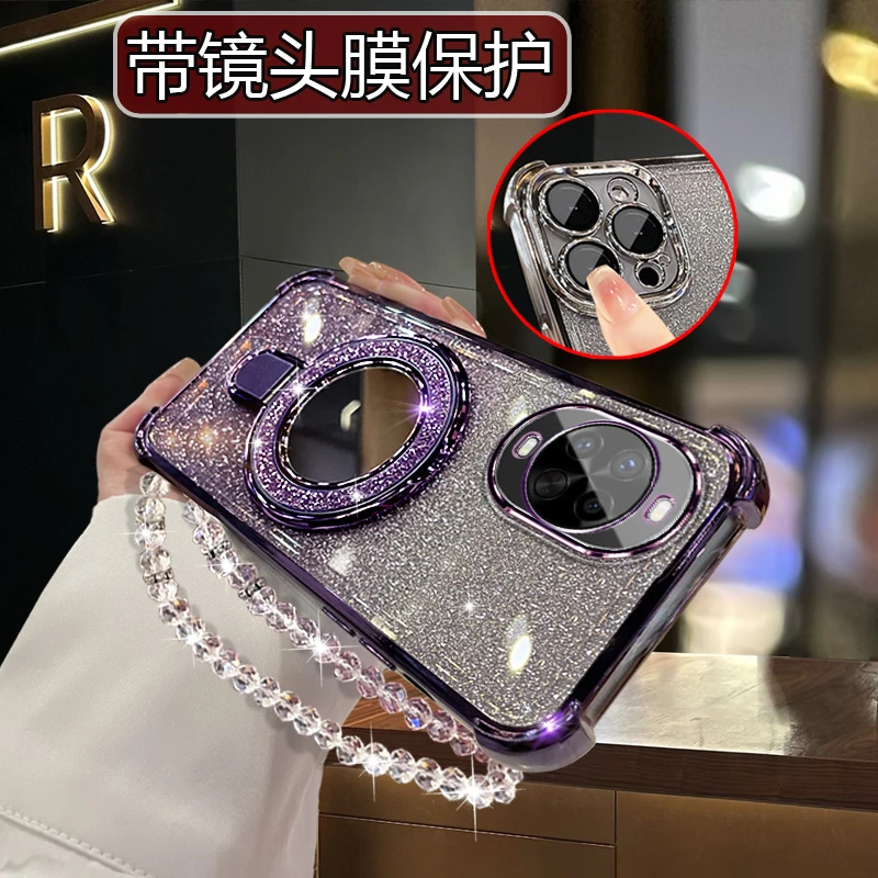 适用华为nova14Pro新款手机壳5g网红四角防摔MIA全包AL00闪粉软壳