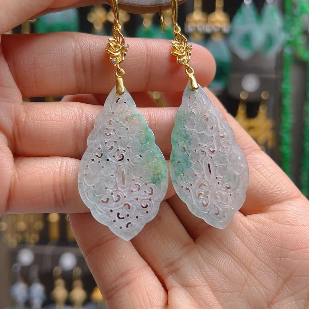 银S925镶嵌翡翠耳饰