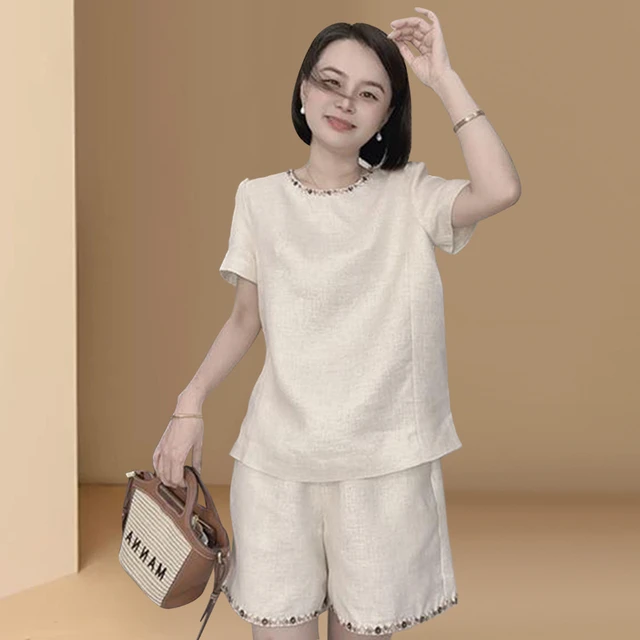 纯欲慵懒风女装法式小香风气质两件套女2025新款夏季短袖上衣宽松