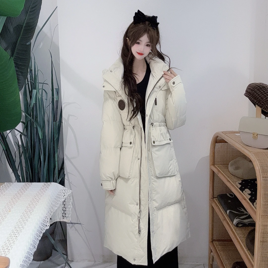 PD41690817冬复古时尚休闲小板修身款百搭耐看款式带帽长款羽绒服