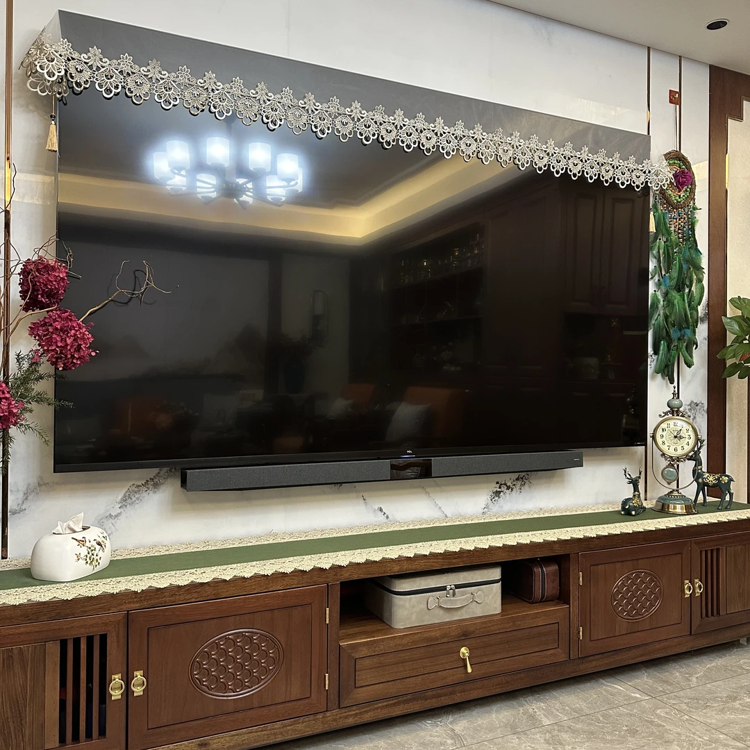 化蝶果壳棕【40宽】欧根纱手工电视机盖巾凤尾花边桌旗客厅家具用品