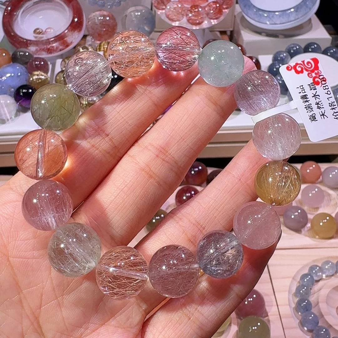 未镶嵌水晶手链天然水晶钢丝兔毛13.7