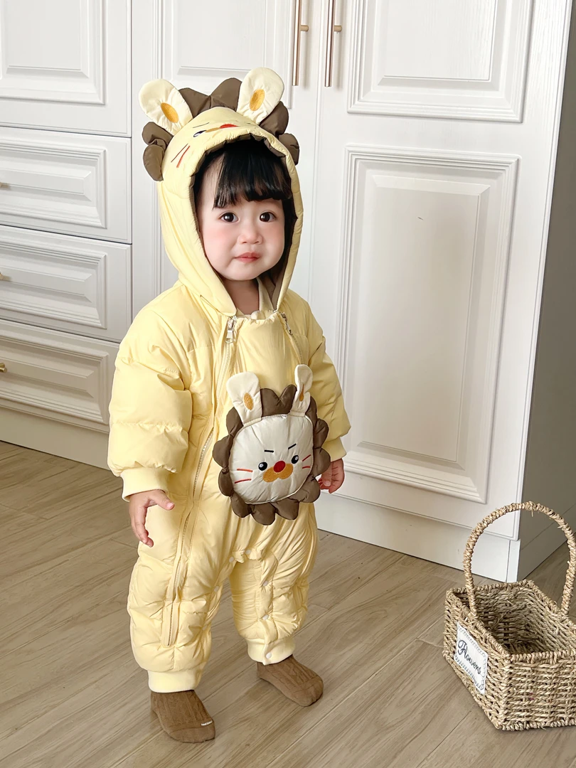 连体衣清新风卡通风韩式婴幼儿短爬小狮子儿童婴儿宝宝新生儿加厚