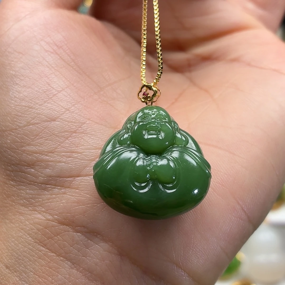 和田玉18K金镶嵌颈饰