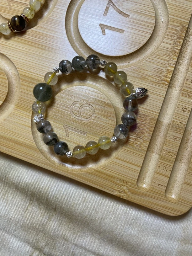 天然水晶多米金发晶绿幽灵绿发晶搭配手串