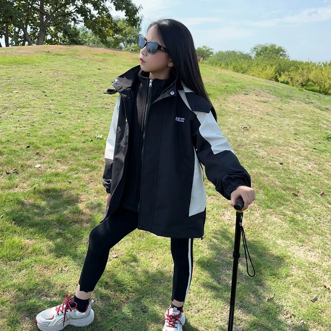 冲锋衣春秋冬季中大童男女通用户外休闲外套女童三合一可拆卸外套