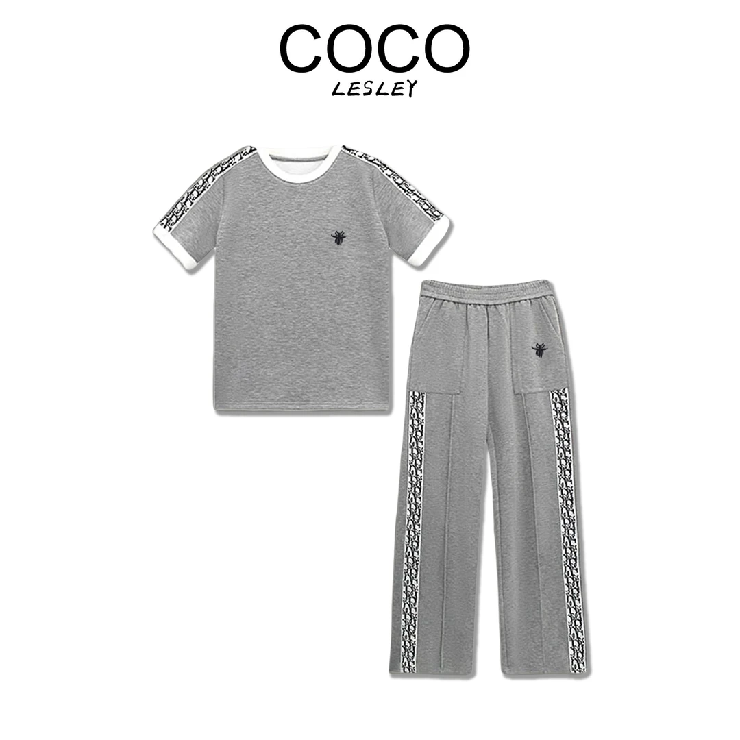 【COCO LESLEY】时尚套装女2025夏季新款织带拼接刺绣显瘦时尚套装