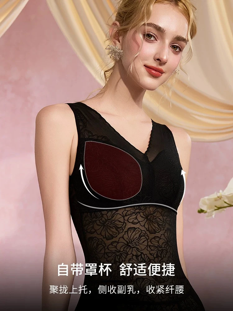 原 蕾丝收腹塑腰束身衣 性感V领美背免穿文胸内衣背心