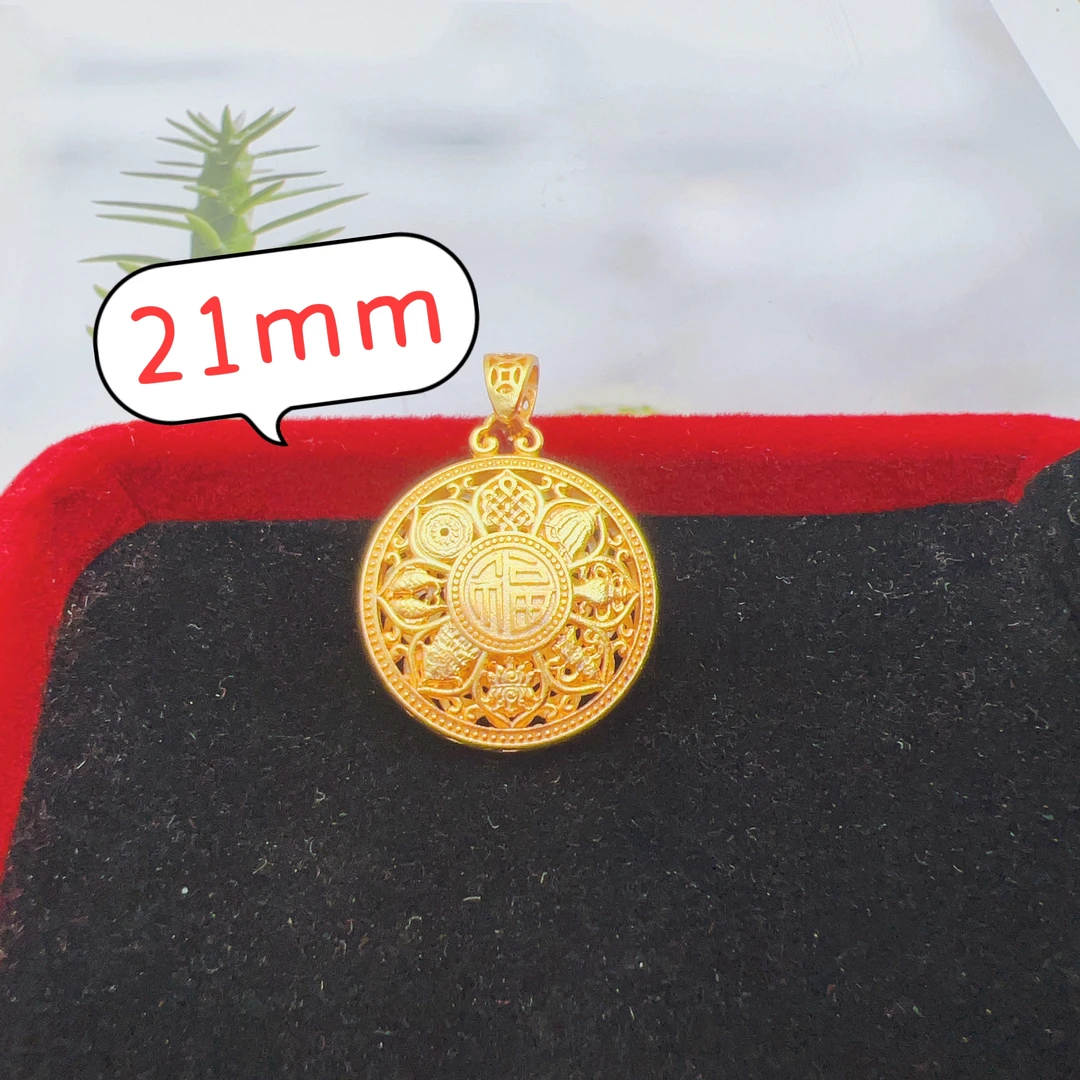 吊坠足银 足银精工八宝罗盘（21mm)吊坠D105