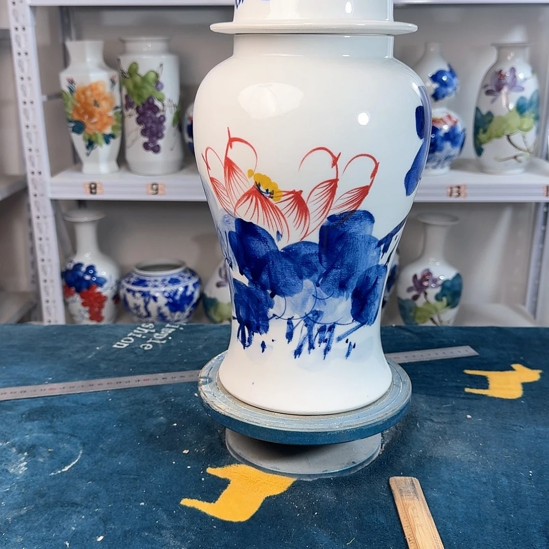 摆件景德镇陶瓷将荷花