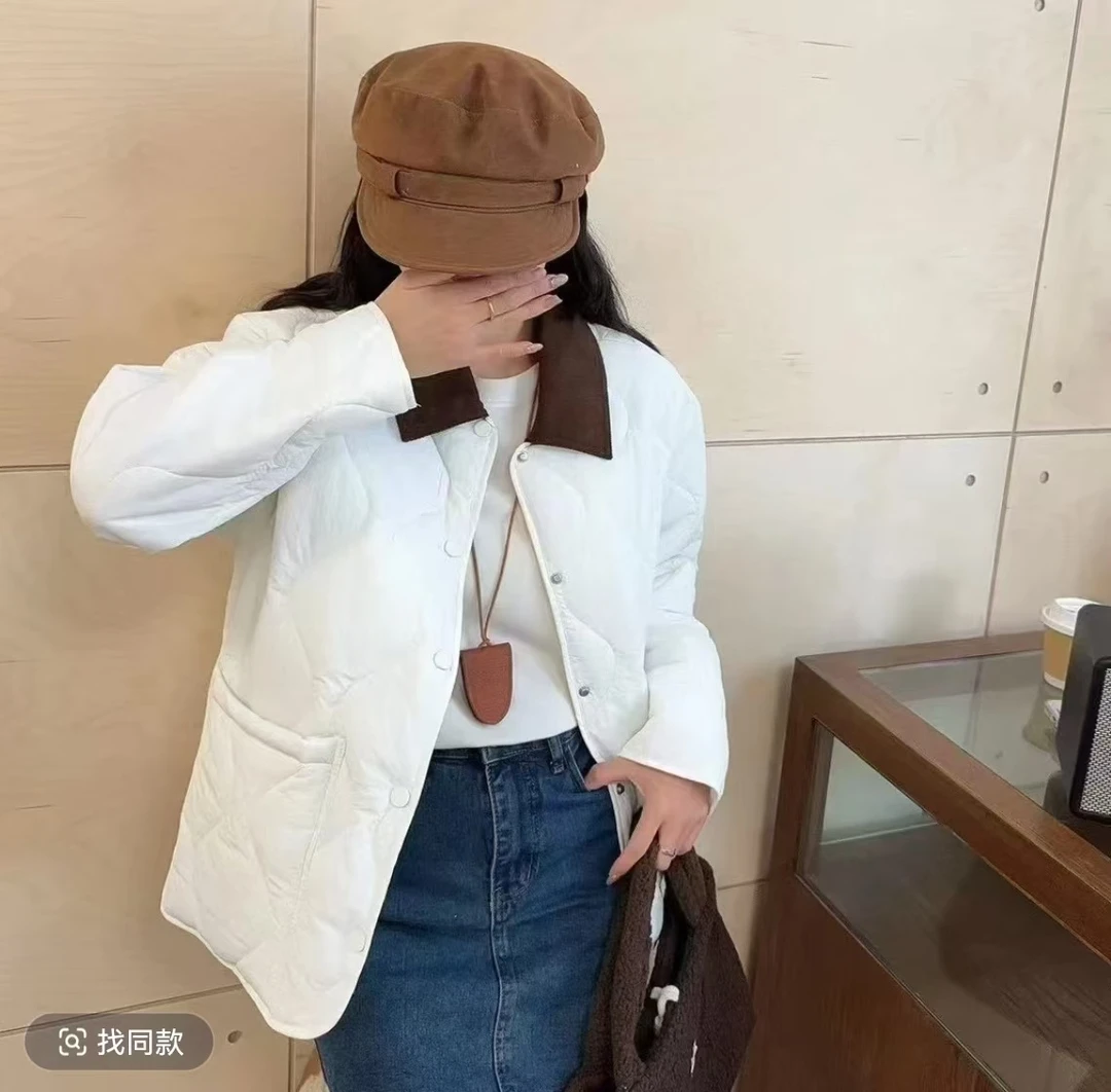 【嘻嘻家】韩系时尚休闲百搭韩版翻领小香风绗棉翻领外套27105