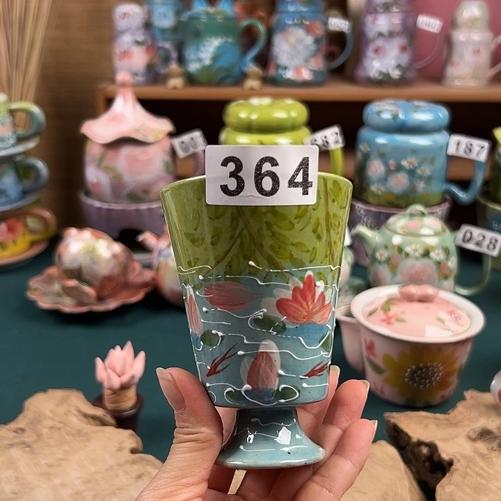 杯小*.景德镇陶瓷手绘作品364微瑕