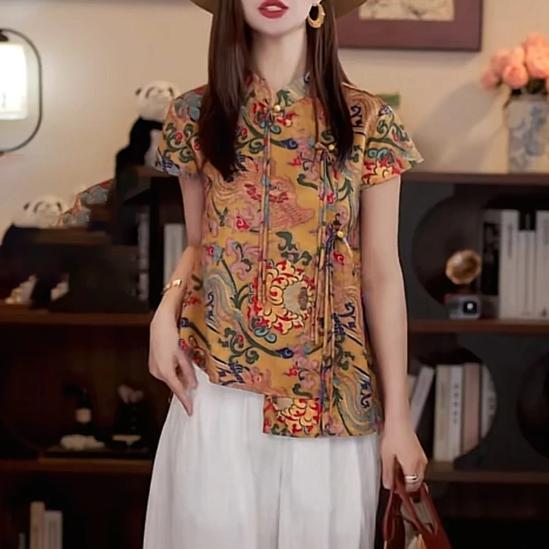 2025夏季新中式国风立领斜襟流苏马甲女装衬衫高级感轻奢背心上衣