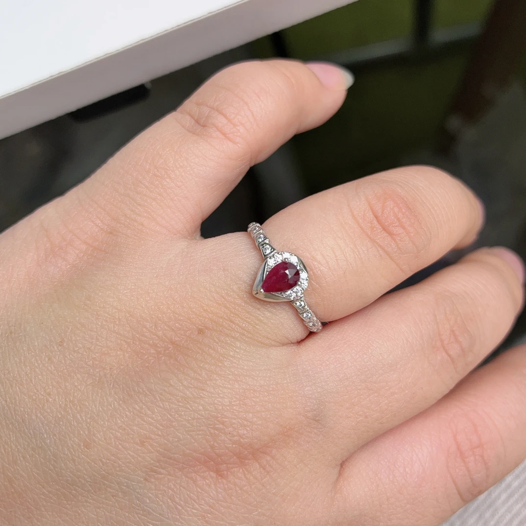 【直播专属福利】天然宝石红宝石戒指通体S925银（黑红老烧）支持复检