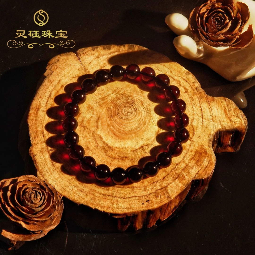 灵砡珠宝--9+mm缅甸天然琥珀血珀素串圆珠手串百搭经典