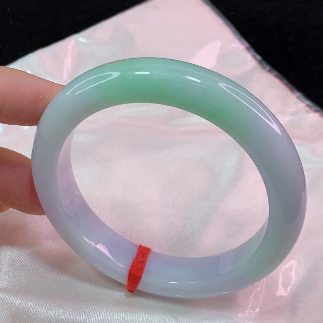 缅甸天然A货翡翠手镯冰润紫绿相间有紫有绿5859