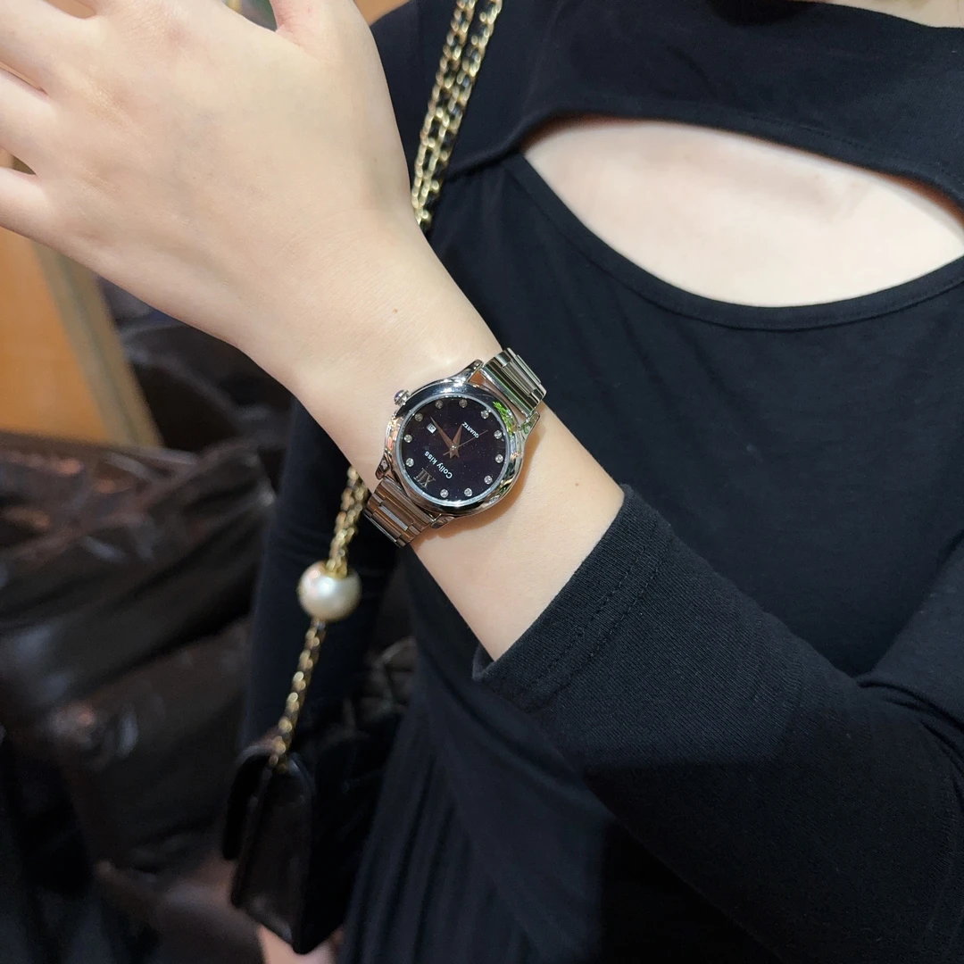 Coliy Kiss鳄鱼纹表带星空面带日历百搭轻奢防水手表时尚女士腕表