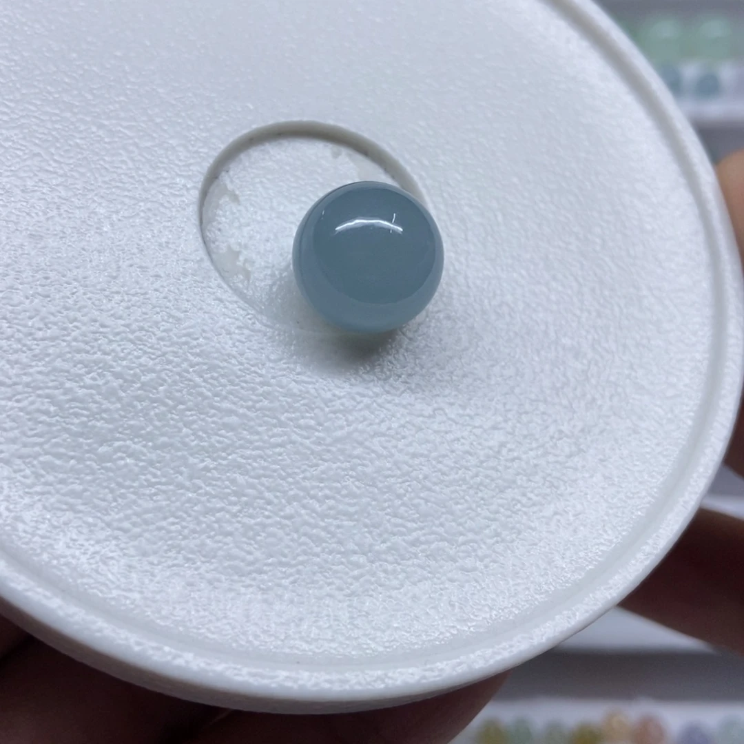 翡翠散珠翡翠蓝底圆珠 卡12.5