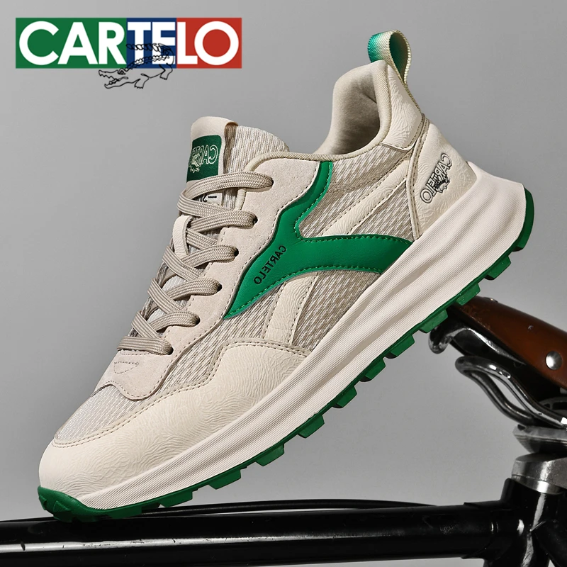 CARTELO/卡帝乐鳄鱼网面休闲鞋夏季轻便透气男士飞织运动软底潮鞋