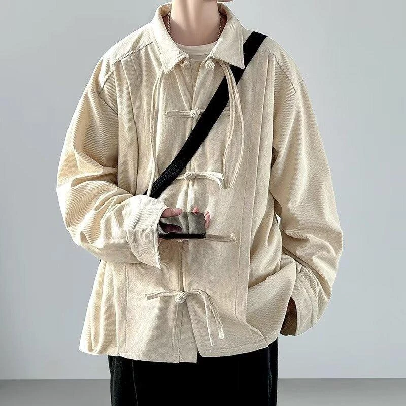 衬衫休闲衬衣长袖复古扎染ins男士衬衫男男装纯色大码复古百搭