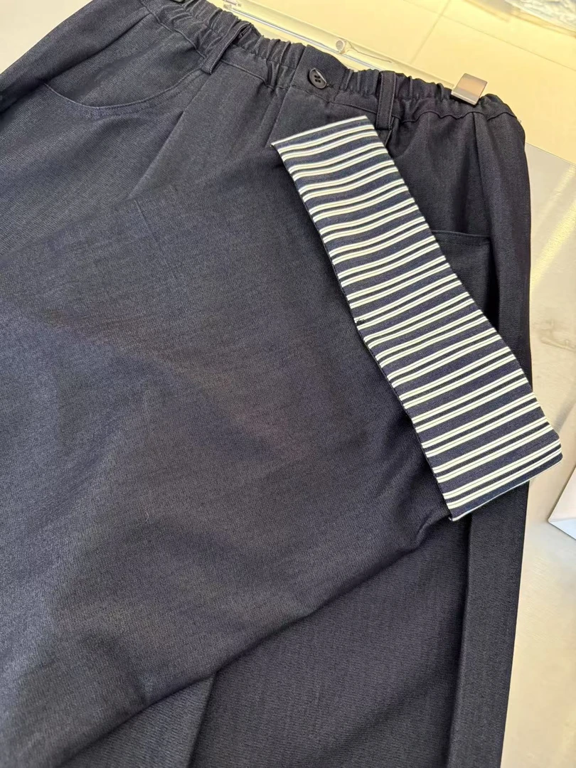 2025新款翻边休闲西装裤女春夏宽松直筒卷边阔腿长裤