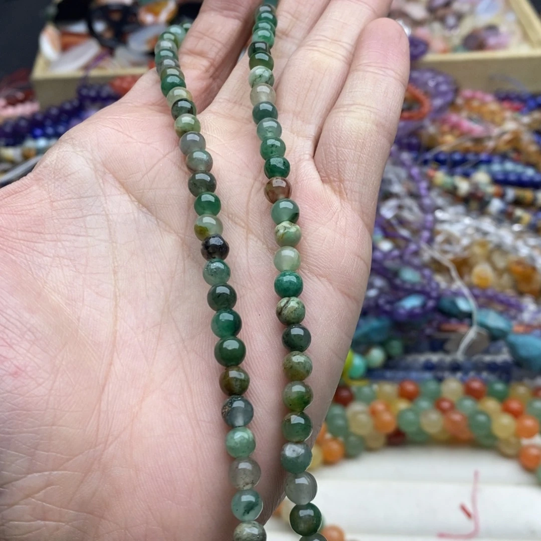 玛瑙/玉髓未镶嵌珠宝半成品两条天然8mm非洲翡翠圆珠