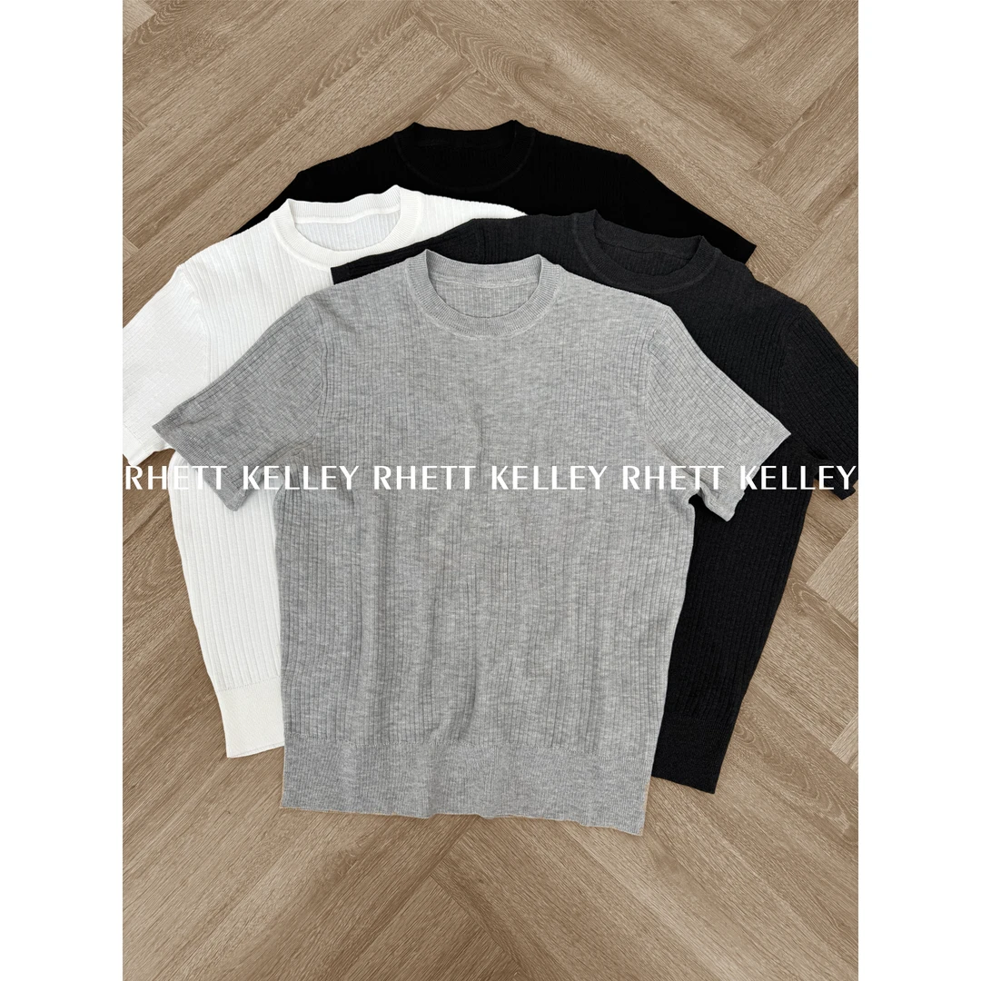 『纯棉无压 冰爽松弛』老钱风坑条肌理感百搭亲肤透气短袖圆领T恤