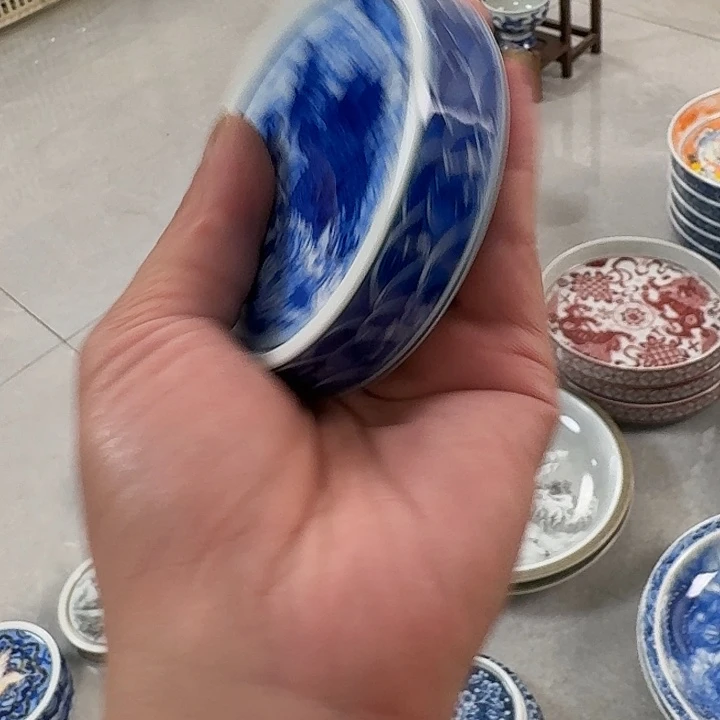 瓷片青花腾龙献宝杯垫景德镇