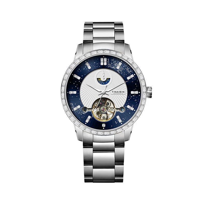 【银河指挥官列】全新TINAIBIN/天宾 月相镂空/夜光自动机械腕表zz