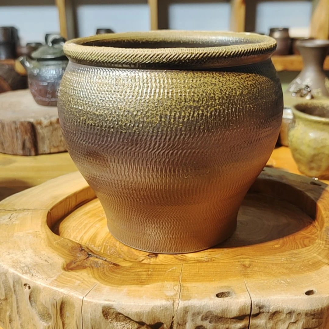 观山柴烧坭兴陶全手工茶洗700c左右