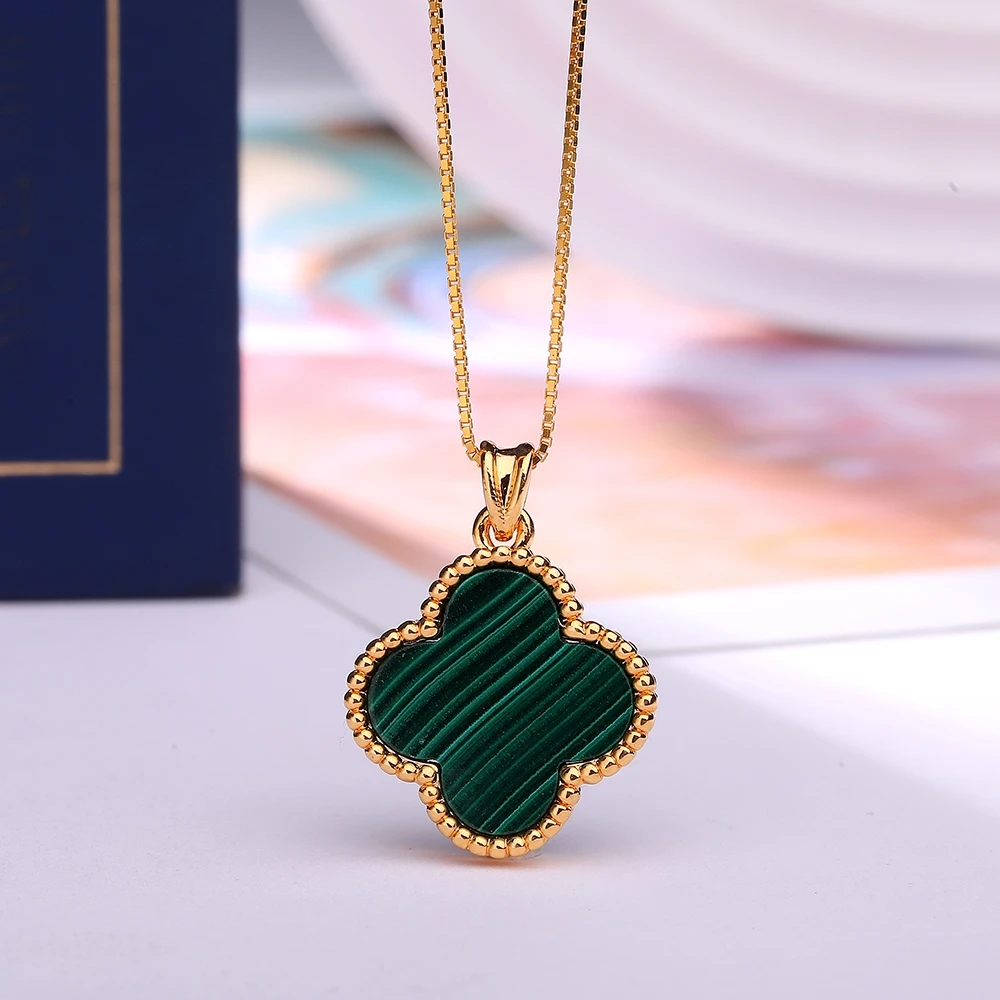 【柴柴专属】18k金15MM孔雀石四叶吊坠（不含链）时尚经典轻奢百搭