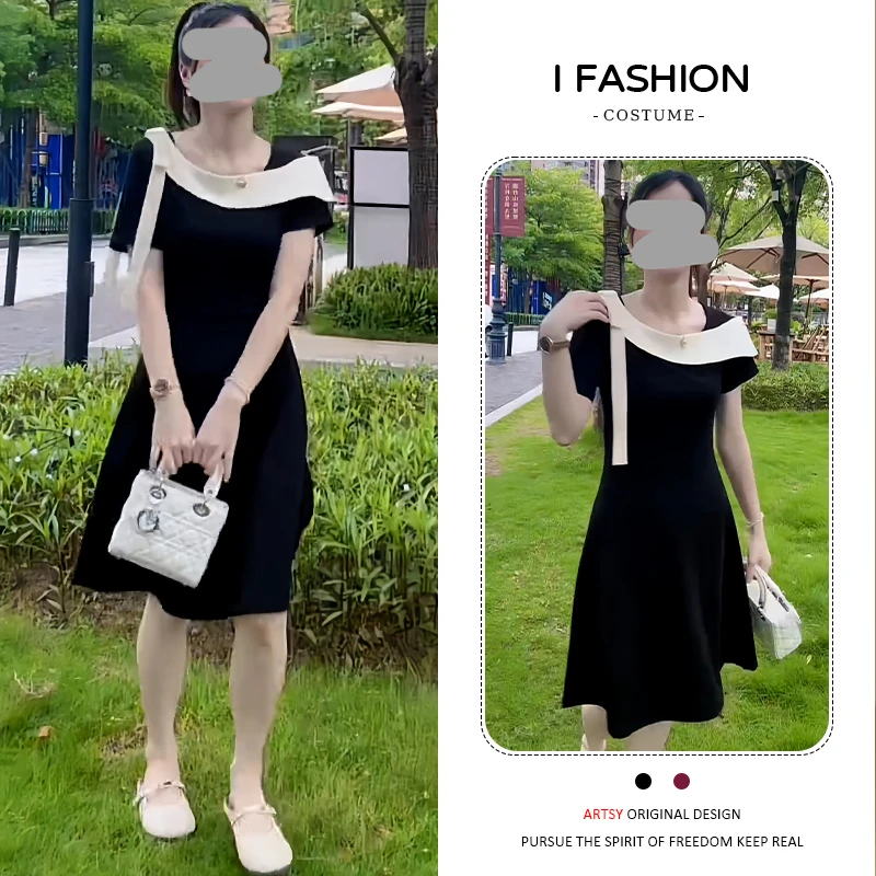 时尚学院风连衣裙女2025年夏季新款大码甜美气质宽松遮肉显瘦裙子