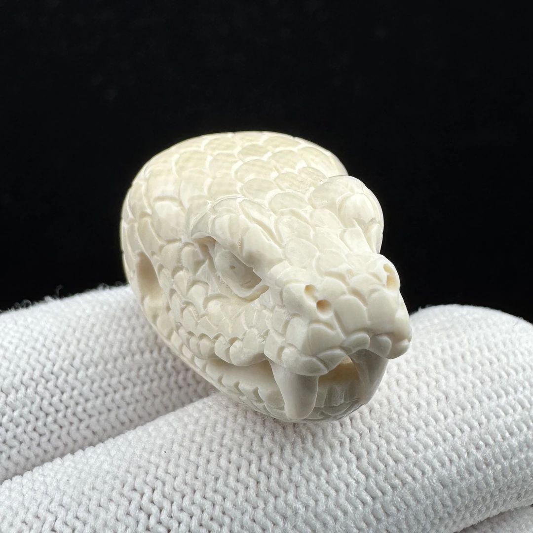 S9025天然猛犸牙 蛇三通20.3x31.3mm支持鉴定 假一罚四