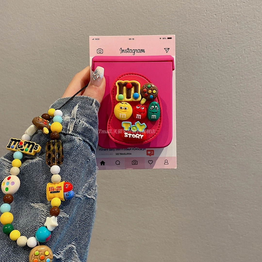 适用小米mixflip折叠屏手机壳pocket2可爱立体M豆皮质支架purax