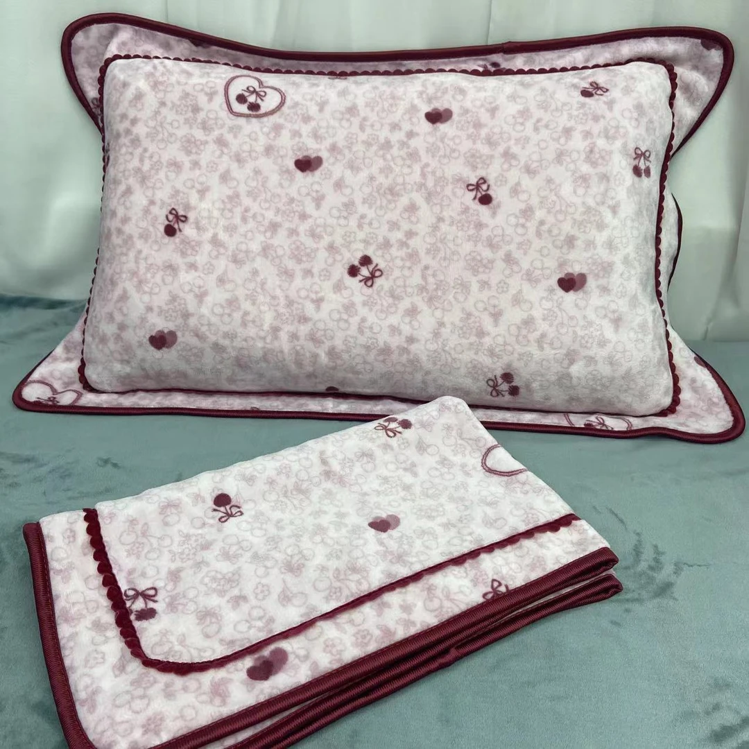 【104】樱桃粉  加厚牛奶绒 枕套一对  48/74cm