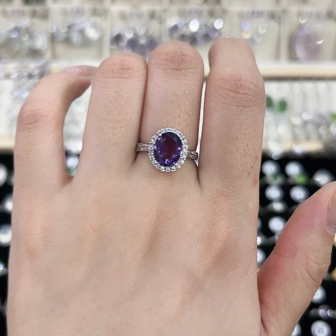 银S925镶嵌戒指绿水晶