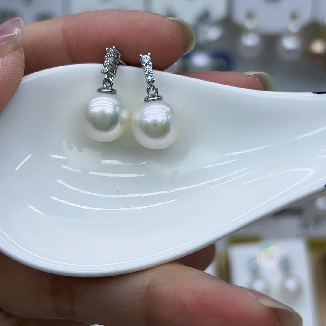 银S925镶嵌耳饰淡水珍珠